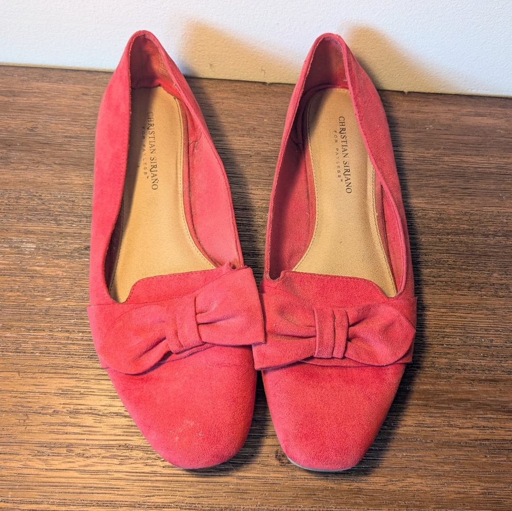 Coral Red Christian Siriano Size 11 Bow Flats